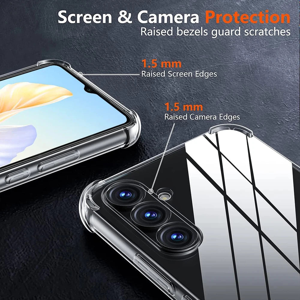 Transparent Silicone Shockproof Case For Samsung Galaxy S25 S24 S23 FE Plus Ultra A55 A35 A25 A15 A54 A34 A24 A14 Clear Bumper