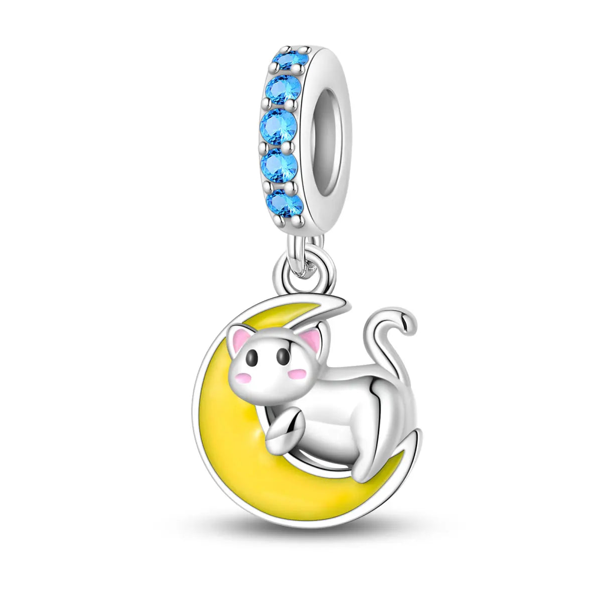 Silver-Plated Sun Moon Star Charm Beads with Zircon for Bracelets DIY