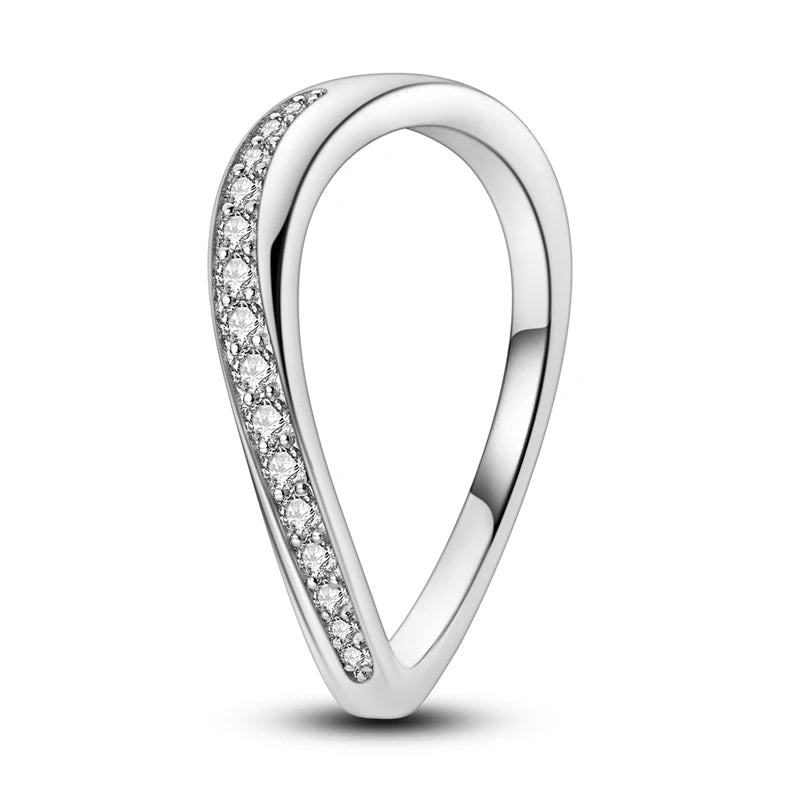 Silver Colour Star Zircon Ring for Women Wedding Engagement Gif