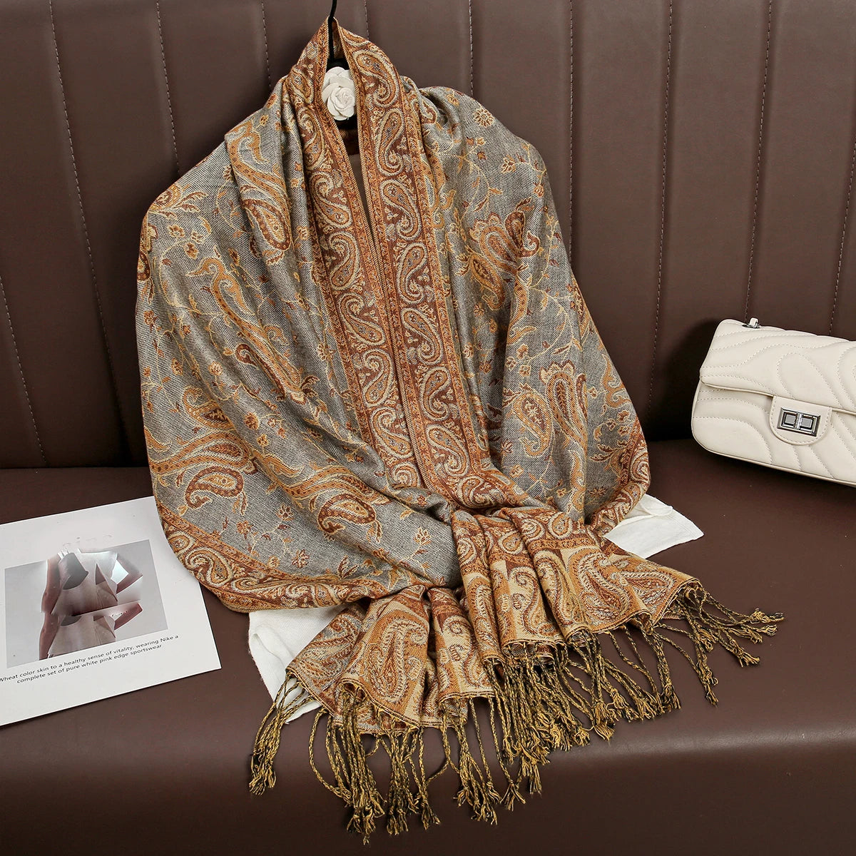 Women's Cashmere Pashmina Shawl Warm Winter Scarf Wrap with Elegant Print