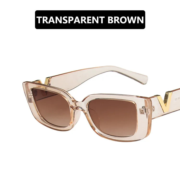 Retro Rectangle Sunglasses Small Frame UV400 Shades for Women