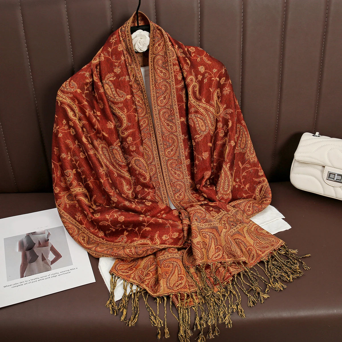 Women's Cashmere Pashmina Shawl Warm Winter Scarf Wrap with Elegant Print