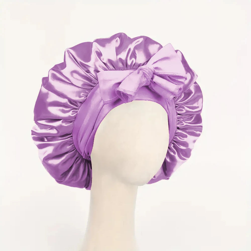 Adjustable Satin Silk Bonnet with Tie Band for Sleeping Hair Protection