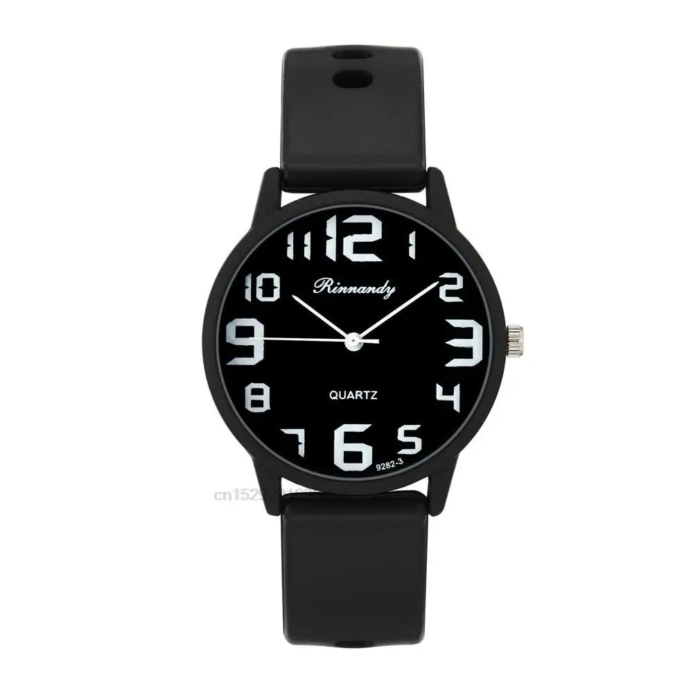 Women's Silicone Quartz Watch Set – Big Dial Casual Wristwatch Gift