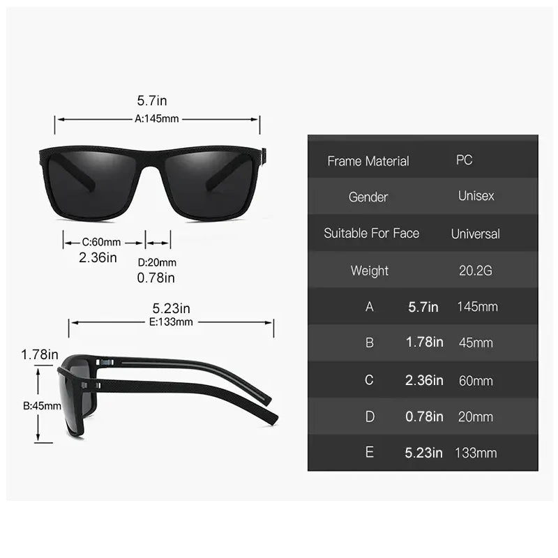 Square Polarized Sunglasses UV Protection Lightweight for Men & Women