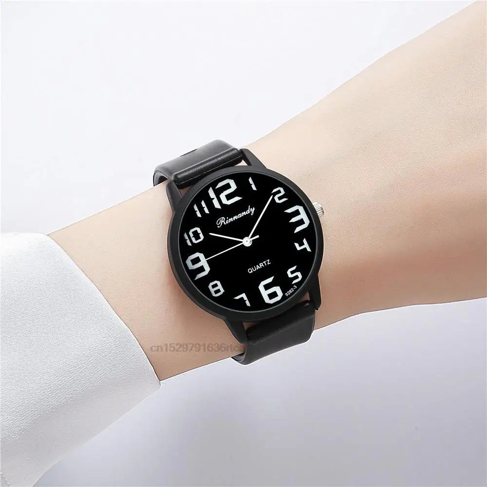 Women's Silicone Quartz Watch Set – Big Dial Casual Wristwatch Gift