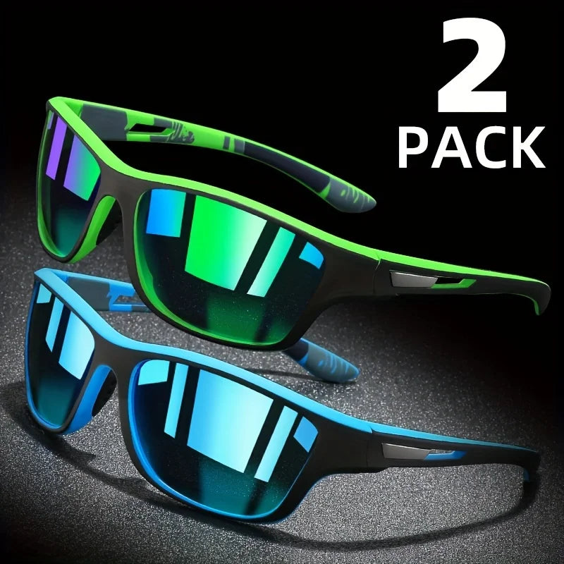 2 Pairs Polarized Wrap Sunglasses Outdoor Sport & Driving Shades Unisex