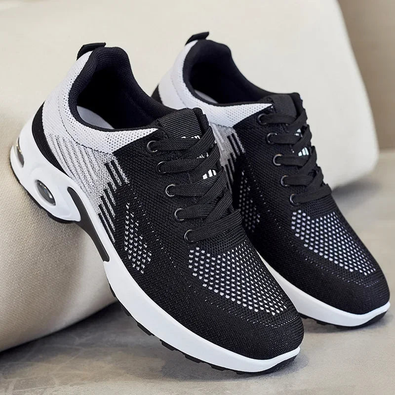 unisex Air Cushion Running Shoes Breathable Mesh Lace-Up Trainers