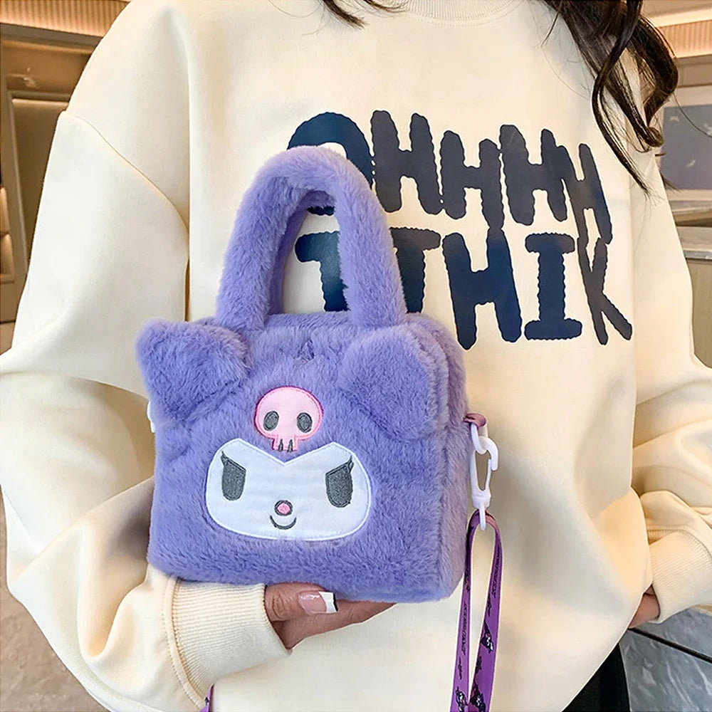 Plush Cartoon Crossbody Bag Kuromi Cinnamoroll Melody for Girls
