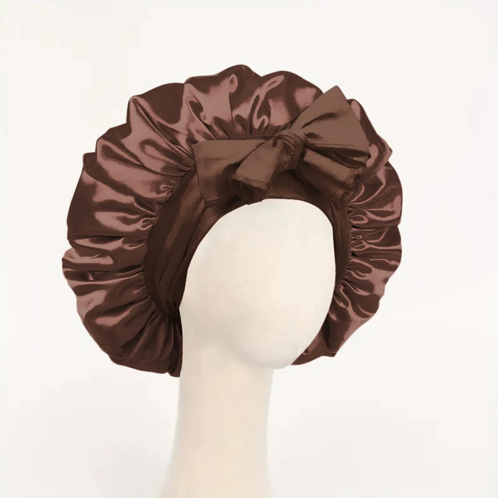 Adjustable Satin Silk Bonnet with Tie Band for Sleeping Hair Protection