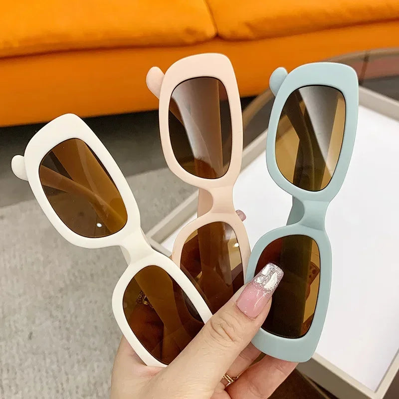 Kids Vintage Frosted Rectangle Sunglasses –UV400 Shades for Boys & Girls