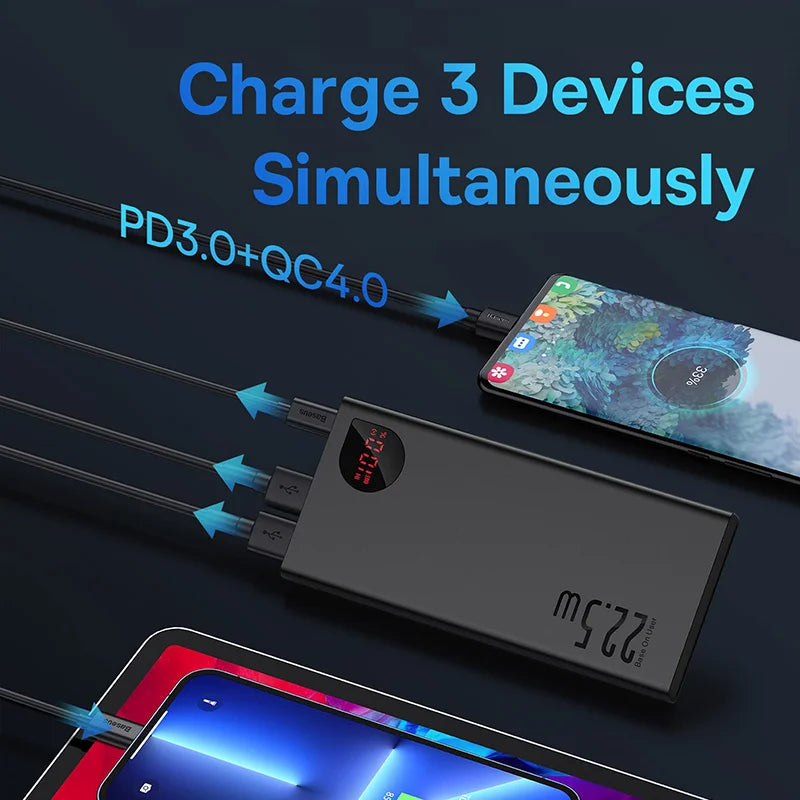 10000mAh Power Bank 22.5W PD Fast Charging Portable Battery for iPhone
