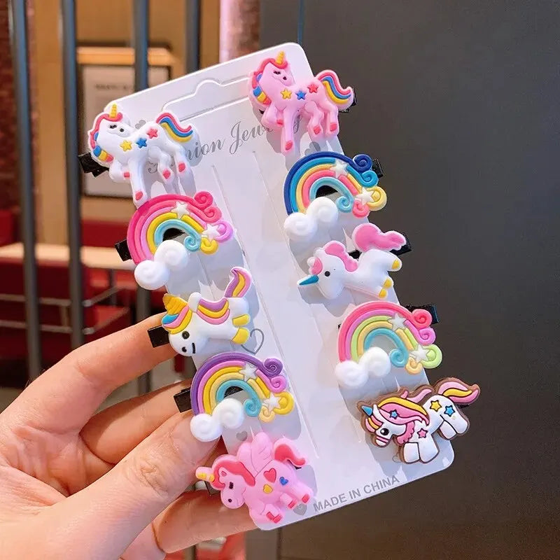 10PCS Girls Cute Unicorn Hair Clips Kids Hairpins Barrettes Accessories