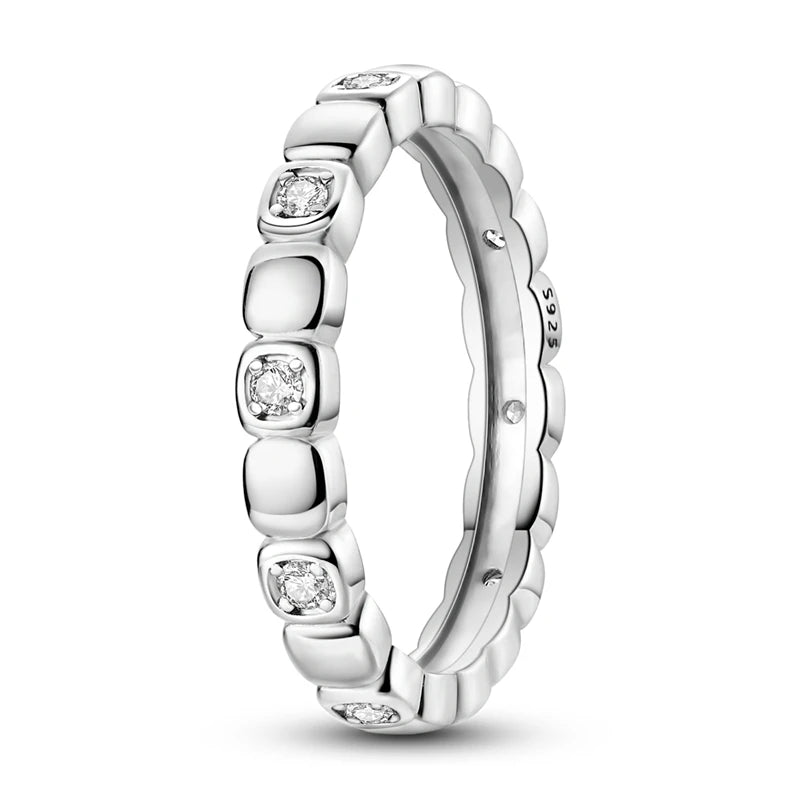 Silver Colour Star Zircon Ring for Women Wedding Engagement Gif