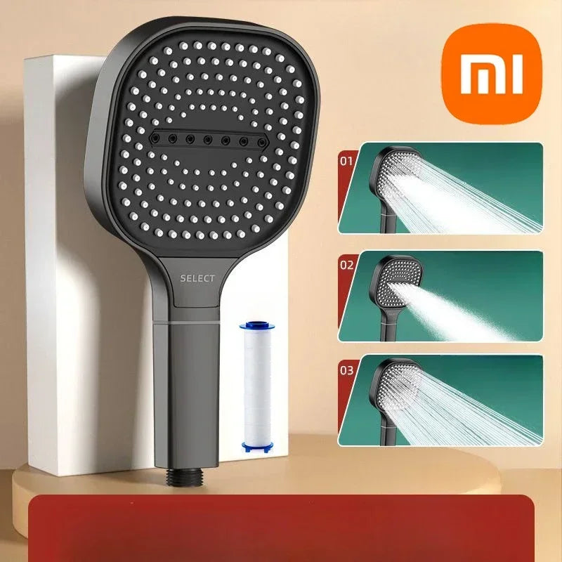 13cm High-Pressure Shower Head – 3 Modes Massage Spray with Filter
