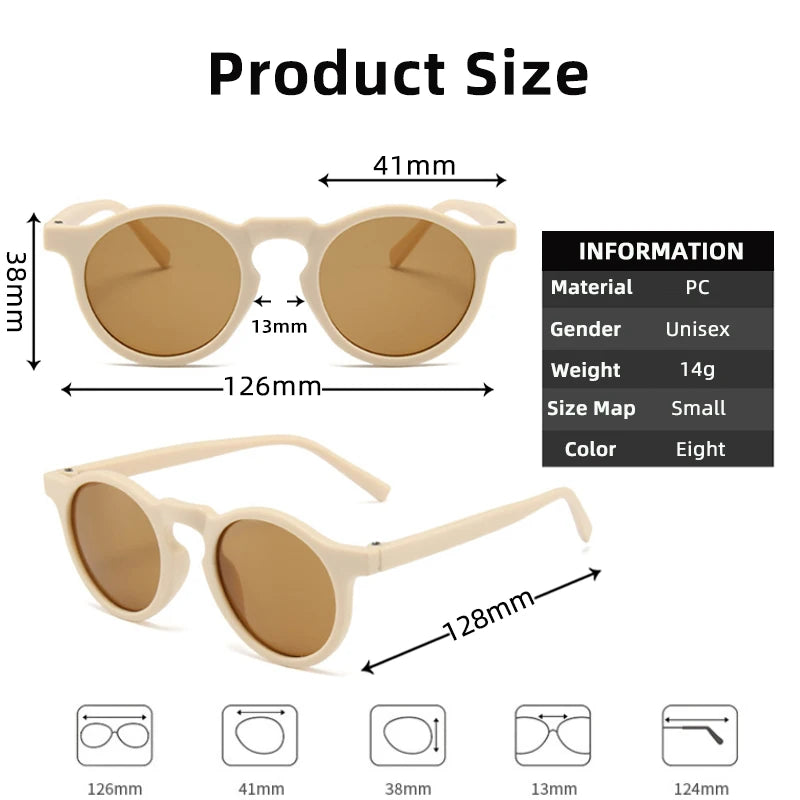 Kids Vintage Round UV400 Sunglasses Frosted Acrylic Fashion Shades