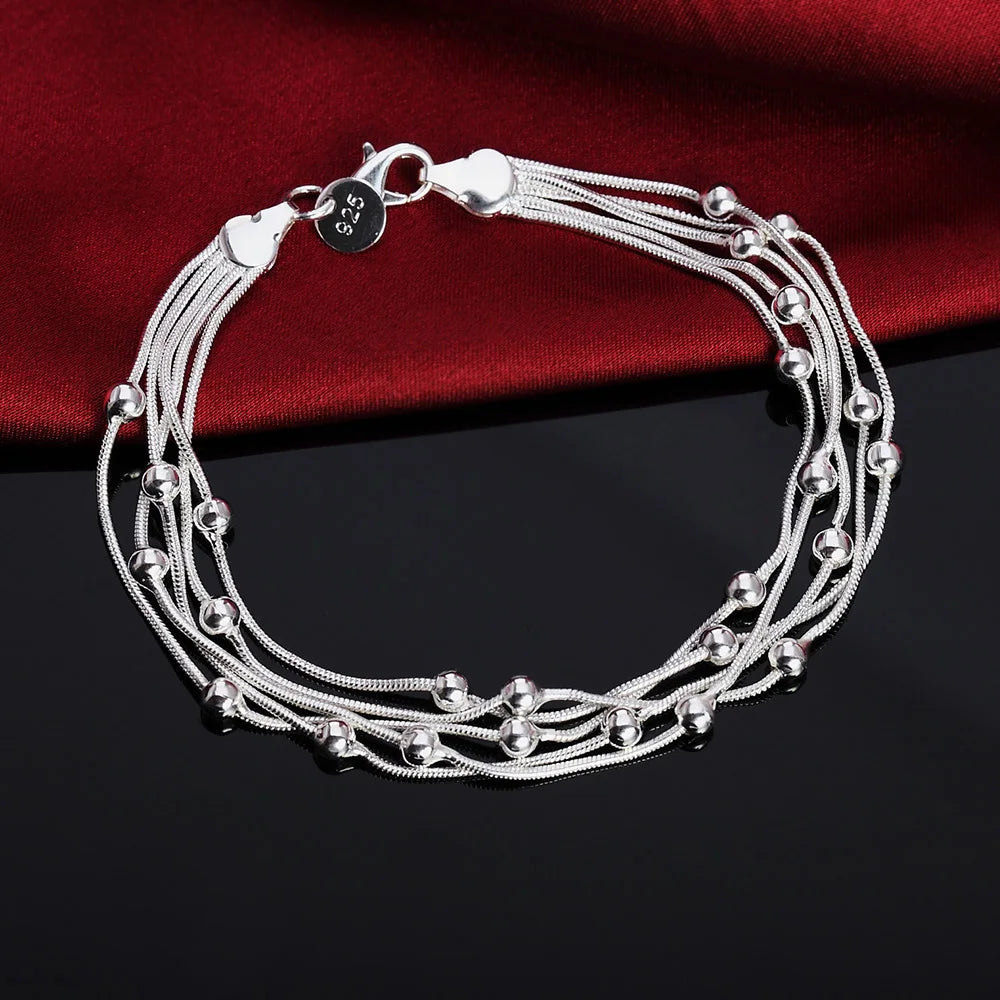 Sterling Silver Square Chain Bracelet for Women & Men Wedding Gift