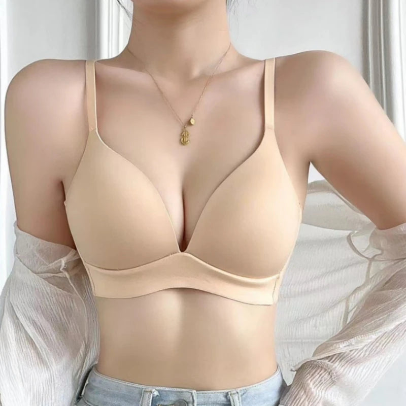Women's Japanese Seamless Bra Wireless 3/4 Cup Glossy Comfort Bralette
