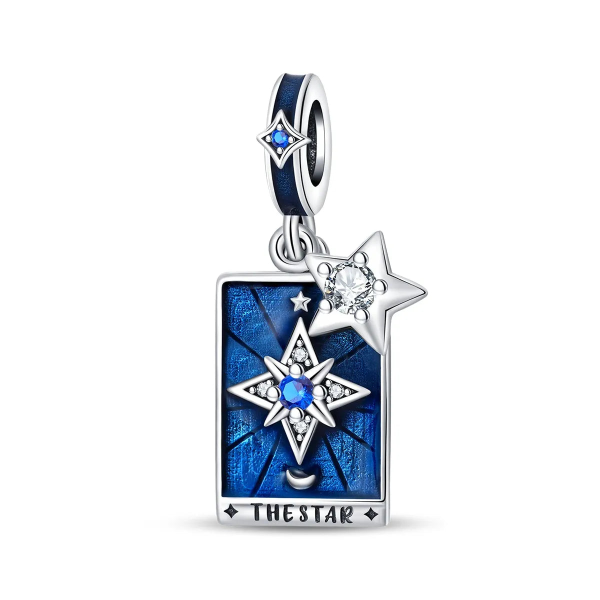 Silver-Plated Sun Moon Star Charm Beads with Zircon for Bracelets DIY