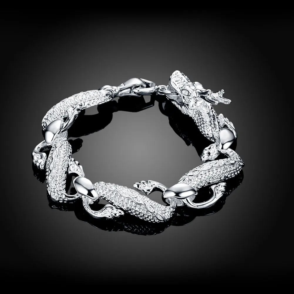 Sterling Silver Square Chain Bracelet for Women & Men Wedding Gift