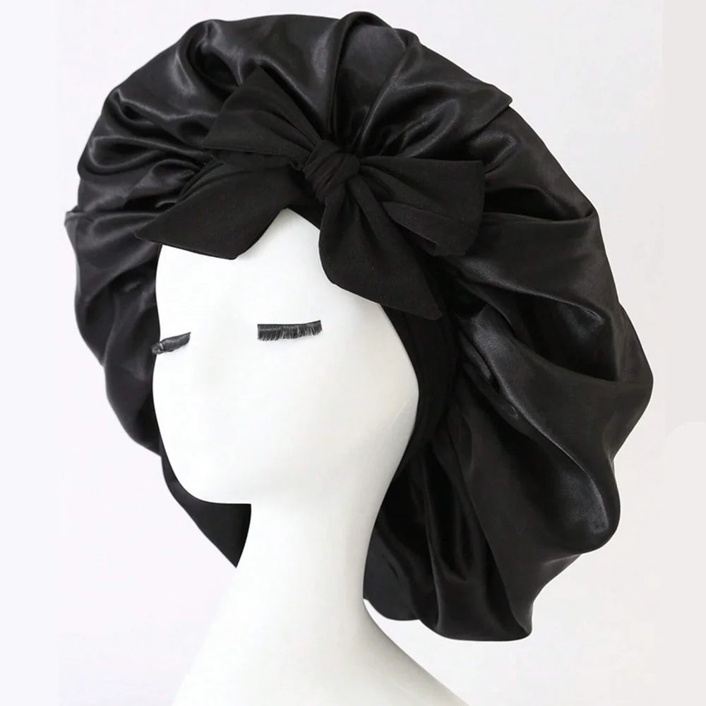 Adjustable Satin Silk Bonnet with Tie Band for Sleeping Hair Protection