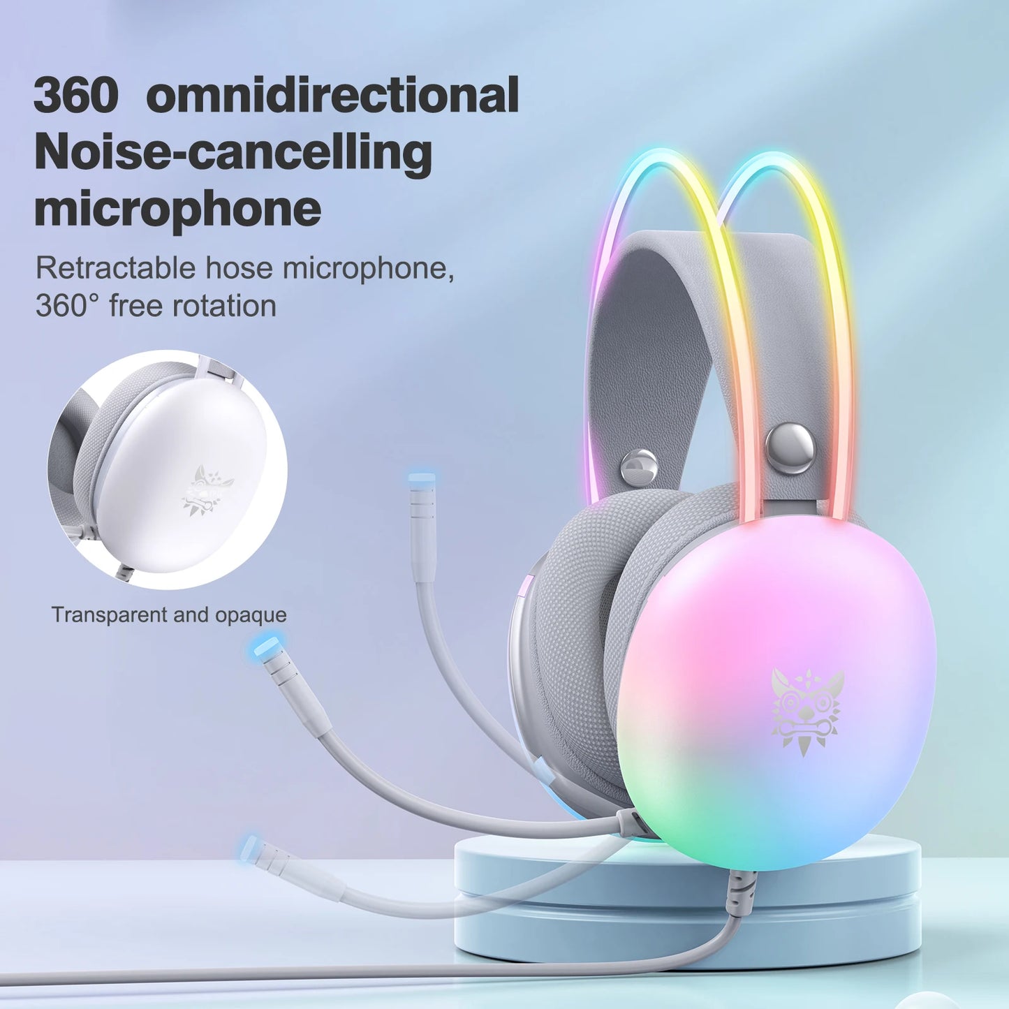 RGB Gaming Headset with Mic for PC Gamer Esports Over-Ear Headphones