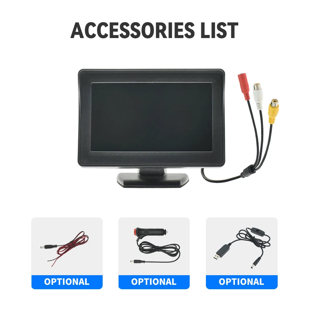 4.3'' Car Monitor Screen HD Display for Reversing Camera Easy Install