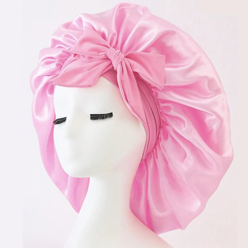 Adjustable Satin Silk Bonnet with Tie Band for Sleeping Hair Protection