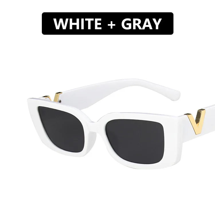 Retro Rectangle Sunglasses Small Frame UV400 Shades for Women