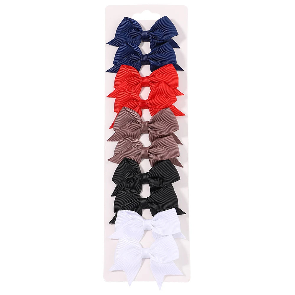 10PCS Cute Ribbon Bow Hair Clips for Baby Girls Handmade Barrettes Set