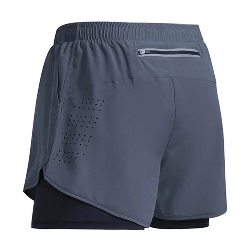 Men's Quick-Dry Double Layer Running Shorts – Fitness, Workout, Bodybuilding Sport Shorts