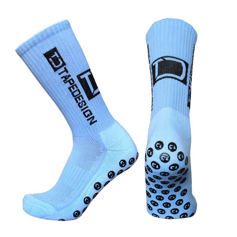 2 Pairs TapeDesign Football Socks Round Silicone Grip, Anti-Slip Sports Socks for Men & Women