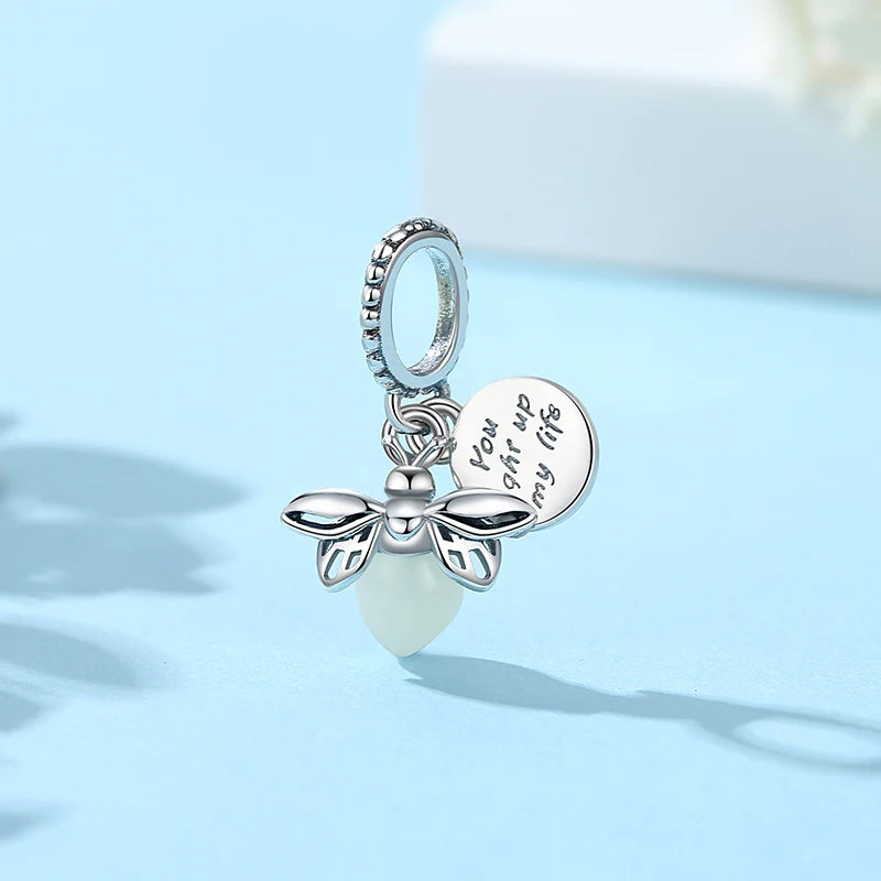 925 Sterling Silver Luminous Firefly Charm Beads for Bracelets & Necklaces