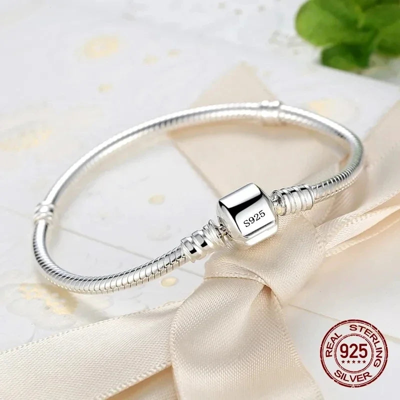 Handmade 925 Sterling Silver Snake Chain Bracelet for Women Fine Jewelry