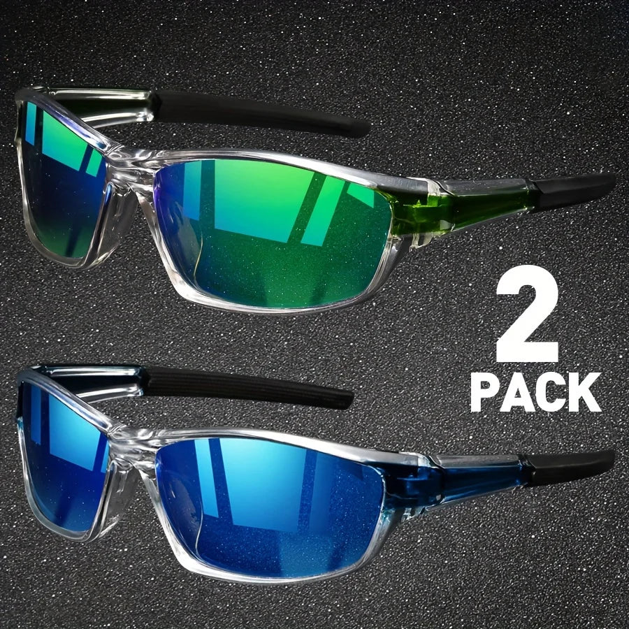 2 Pairs Men's Polarized Sports Sunglasses – Night Vision Driving Shades