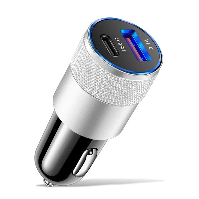 3.1A USB PD Car Charger Type C Fast Charging Car Phone Adapter For iPhone Xiaomi Huawei Car Cigarette Lighter Quick Charger