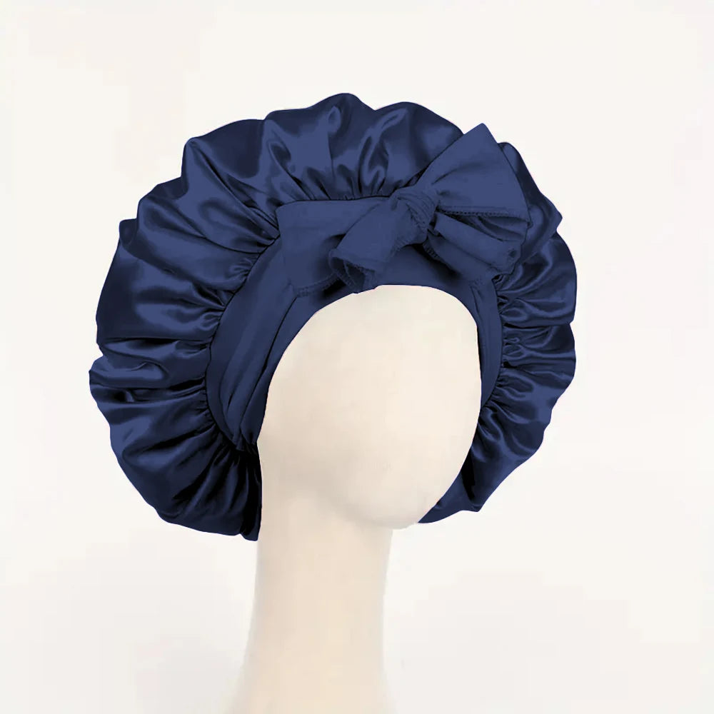 Adjustable Satin Silk Bonnet with Tie Band for Sleeping Hair Protection