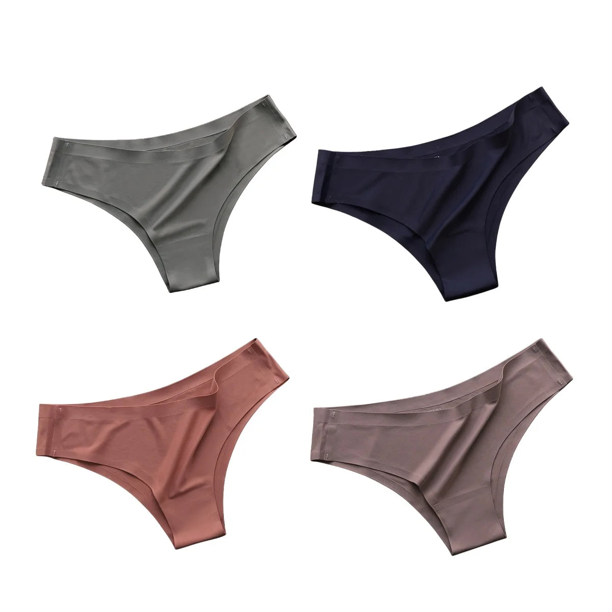 4PCS Women's Seamless Ice Silk Panties Low Waist Soft G-String Briefs