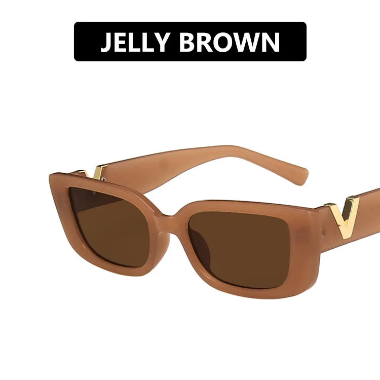 Retro Rectangle Sunglasses Small Frame UV400 Shades for Women