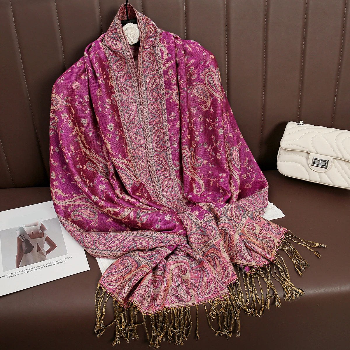 Women's Cashmere Pashmina Shawl Warm Winter Scarf Wrap with Elegant Print
