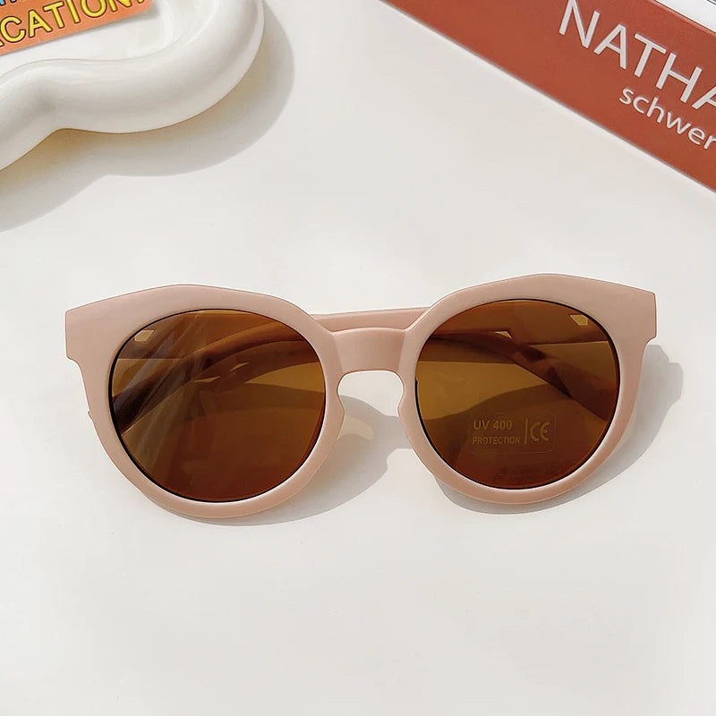 Kids Vintage Round UV400 Sunglasses Frosted Acrylic Fashion Shades