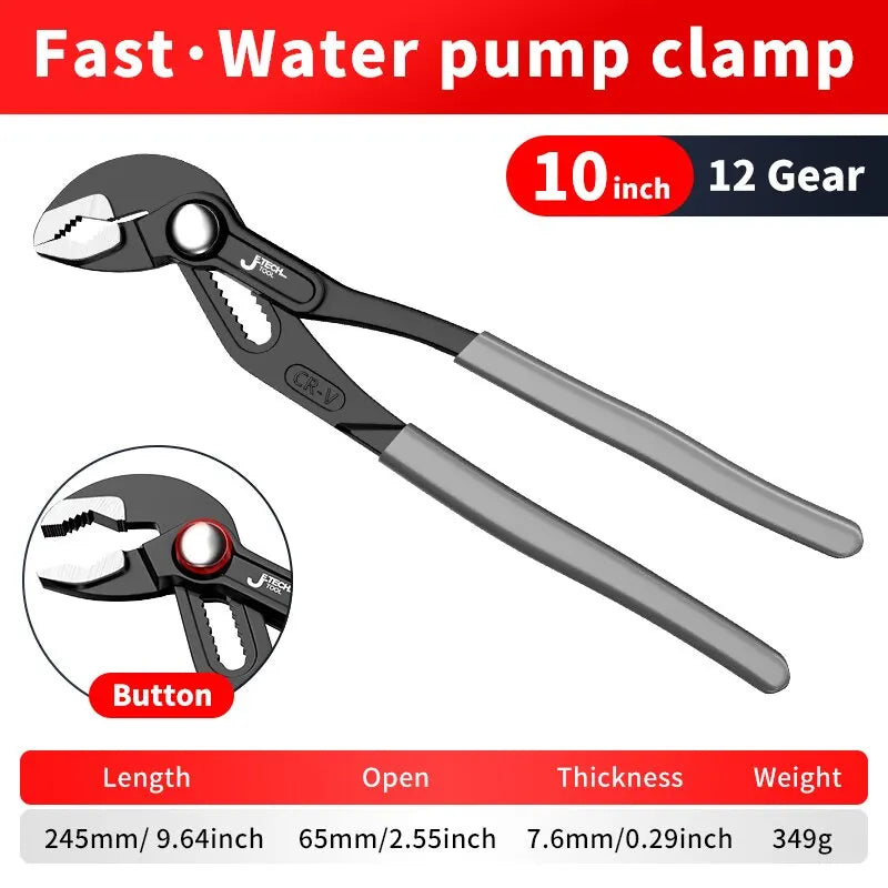 Adjustable Water Pump Pliers –Quick-Release Pipe Wrench Hand Tool
