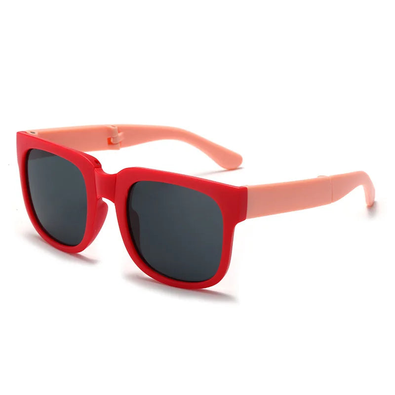 Kids Colorful Foldable Sunglasses UV400 Square Shades for Boys & Girls