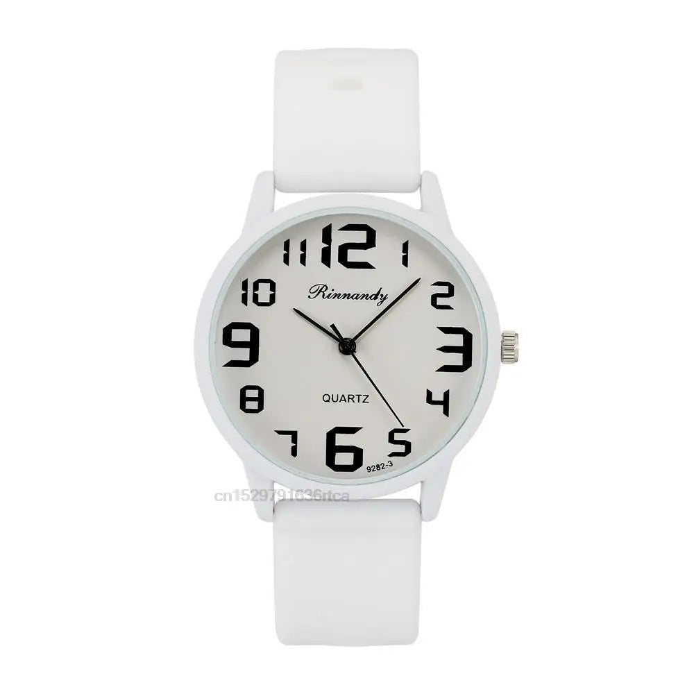 Women's Silicone Quartz Watch Set – Big Dial Casual Wristwatch Gift