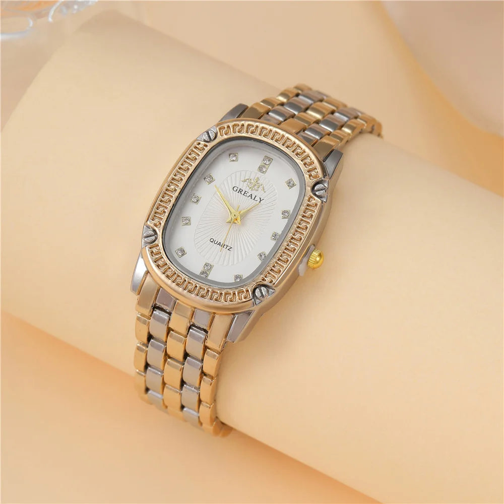 Women's Green Dial Quartz Watch – Diamond Accent & Steel Bracelet Design