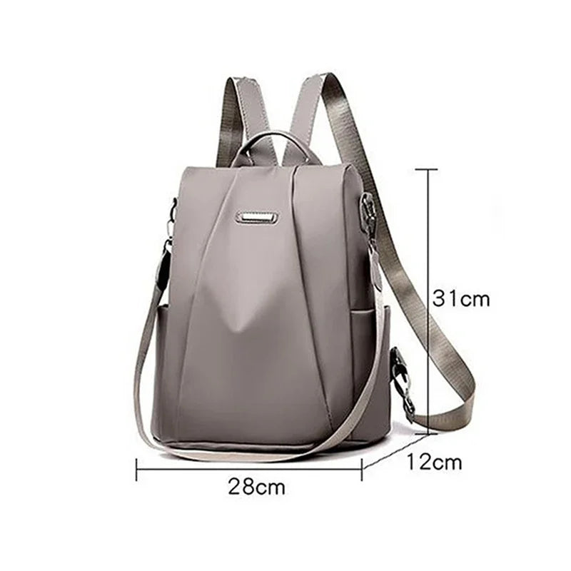 Waterproof Nylon Women's Backpack Large Capacity with Detachable Strap