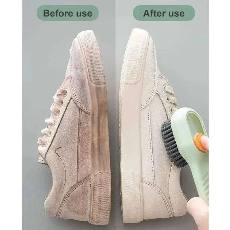 Long Handle Shoe Cleaning Brush – Soft Bristles with Soap Dispenser & Hook
