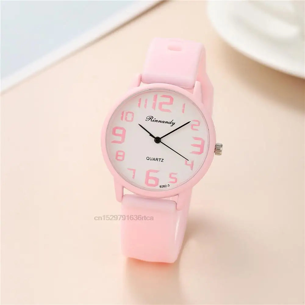 Women's Silicone Quartz Watch Set – Big Dial Casual Wristwatch Gift
