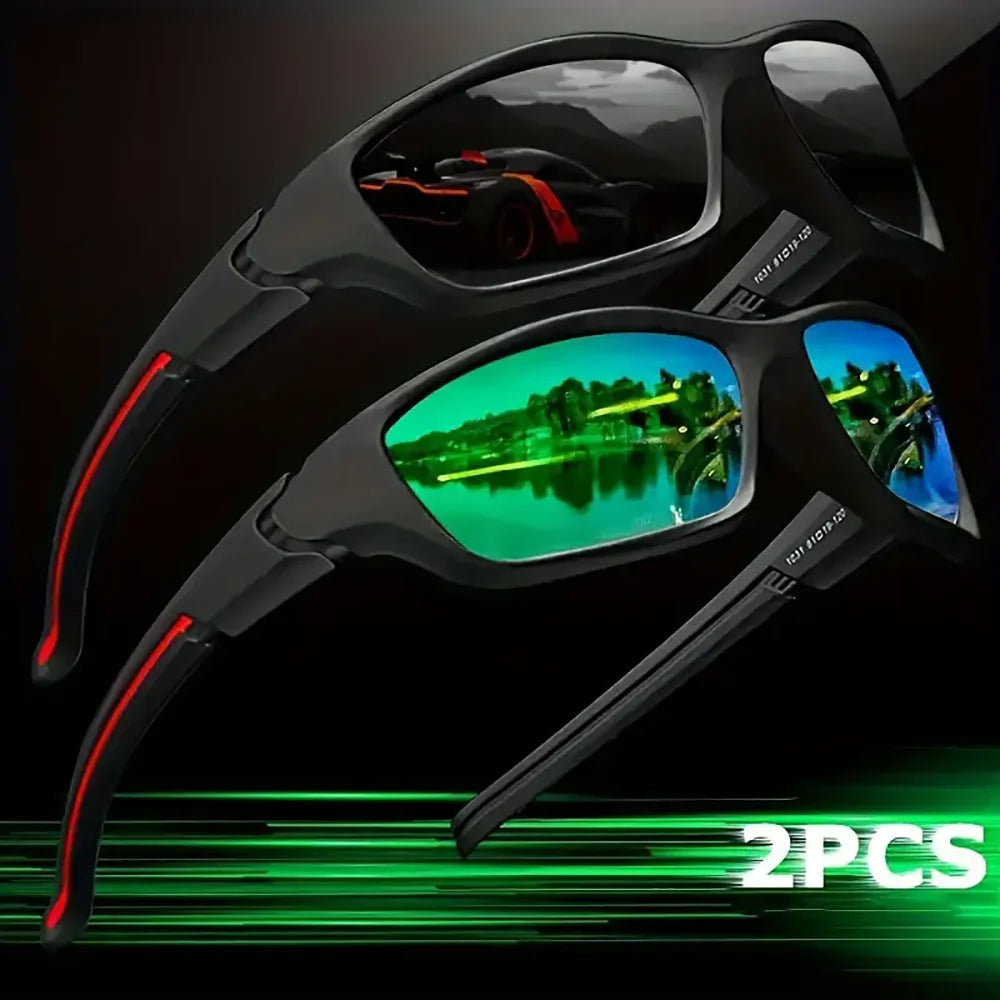 2PCS Polarized Sports Sunglasses Outdoor Wrap Shades for Men & Women