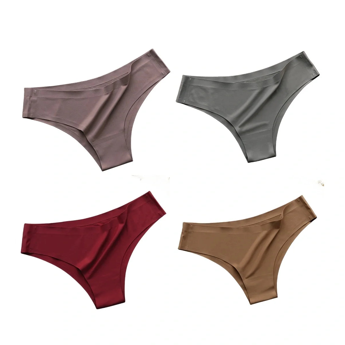 4PCS Women's Seamless Ice Silk Panties Low Waist Soft G-String Briefs